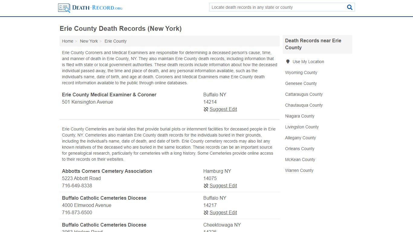 Erie County Death Records (New York)